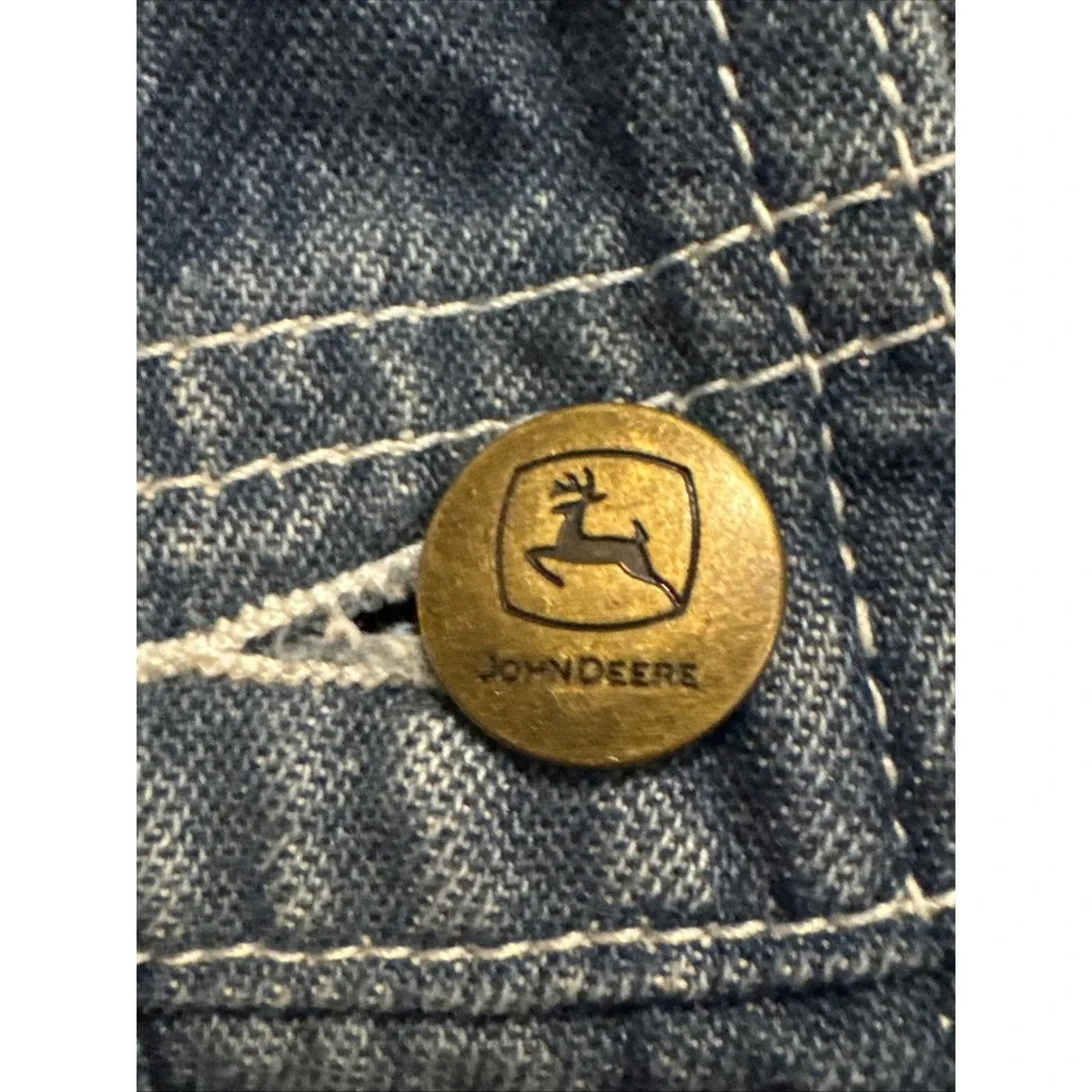 John‎ Deere Toddler Denim Bib Overalls Logo Size 4T Shorts Country Tractor Boys - Picture 5 of 7